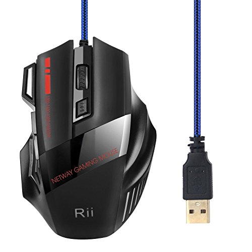 Product Cover Rii Professional 7Colors LED Optical 5500 DPI Button USB Wired Gaming Mouse Mice for Gamer Adjustable DPI 5500DPI/3200DPI/2400 DPI /1600 DPI /1000 DPI for Pro Gamer,Computer,Laptop