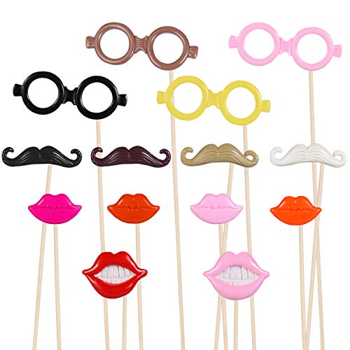 Product Cover Tinksky Funny Valentine's Day Photo Props Beard Mustache Hat Glasses Lips Photo Booth Props for Christmas Wedding Mother's Day Luau Hawaii Party Favors Decoration 14-pack