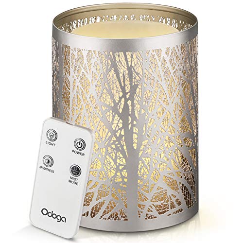 Product Cover Odoga Aromatherapy Essential Oil Diffuser with Decorative Iron Cover, Ultrasonic Quiet Cool Mist Humidifier with Warm White Color Candle Light Effect, Remote Control & Low Water Auto Shut-Off