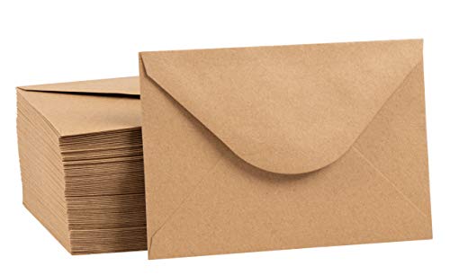 Product Cover Juvale 100 Pack Brown Kraft Grocery Bag Paper A4 Envelopes for 4 x 6 Greeting Cards and Invitation Announcements - Value Pack Envelopes - 4.2 x 6.2 Inches - 100 Count