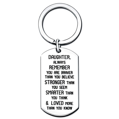 Product Cover Daughter Always Remember You are Braver Strong Smarter Than You Think Key Chain Ring Stainless Steel (Daughter Key Chain)
