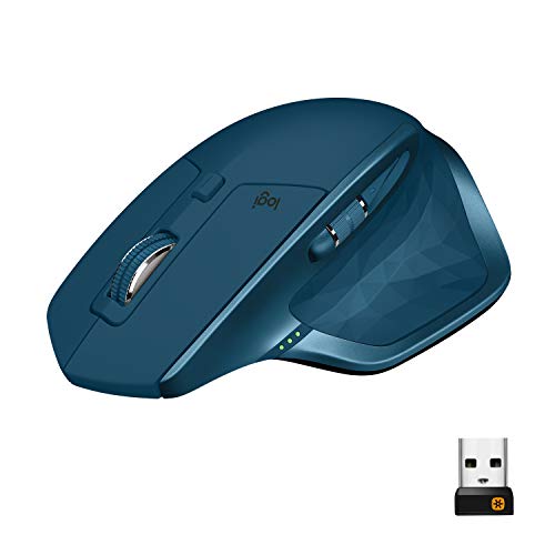 Product Cover Logitech MX Master 2S Wireless Mouse - Use on Any Surface, Hyper-fast Scrolling, Ergonomic Shape, Rechargeable, Control up to 3 Apple Mac and Windows Computers (Bluetooth or USB), Midnight Teal