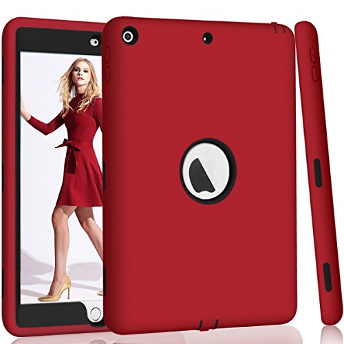 Product Cover Hocase iPad 5th/6th Generation Case, iPad 9.7 2018/2017 Case, High-Impact Shock Absorbent Dual Layer Silicone+Hard PC Bumper Protective Case for iPad A1893/A1954/A1822/A1823 - Red/Black