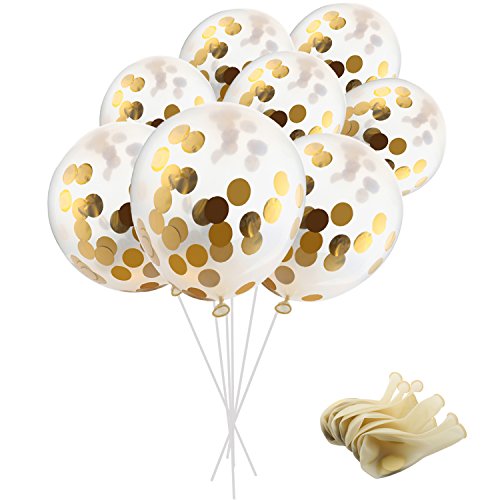 Product Cover SOTOGO 15 Pieces Confetti Balloons With Golden Paper Confetti Dots (Confetti Has Been Put Into The Balloons) For Party, Wedding And Proposal, 12 Inches