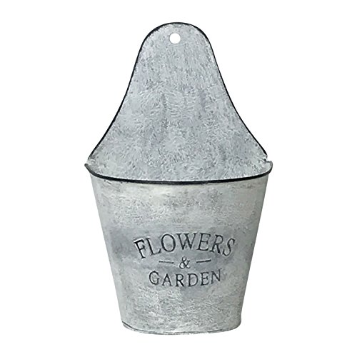 Product Cover Metal Wall Pocket Planter - Galvanized Rustic Half Round - Vintage Farmhouse Style