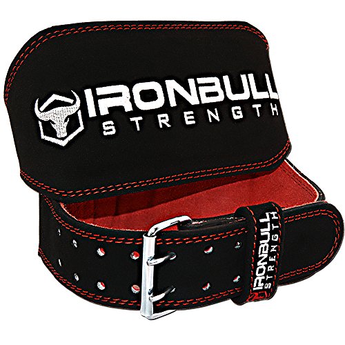 Product Cover Iron Bull Strength Padded Weightlifting Belt - 6-inch Suede Leather Weight Belt - Heavy Duty and Comfortable Back Support for Heavy Weight Lifting, Crossfit and Fitness (Black/Red, X-Large)