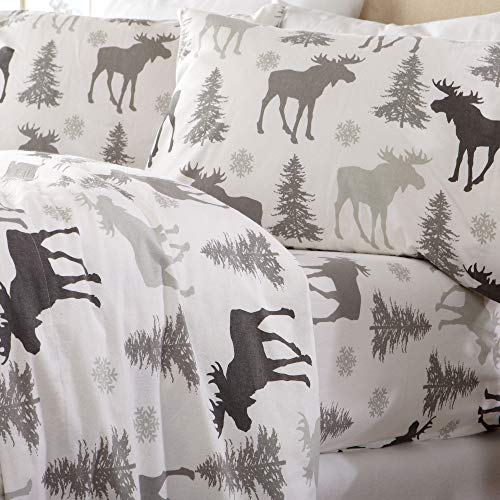 Product Cover Home Fashion Designs Flannel Sheets Full Winter Bed Sheets Flannel Sheet Set Moose Flannel Sheets 100% Turkish Cotton Flannel Sheet Set. Stratton Collection (Full, Moose)
