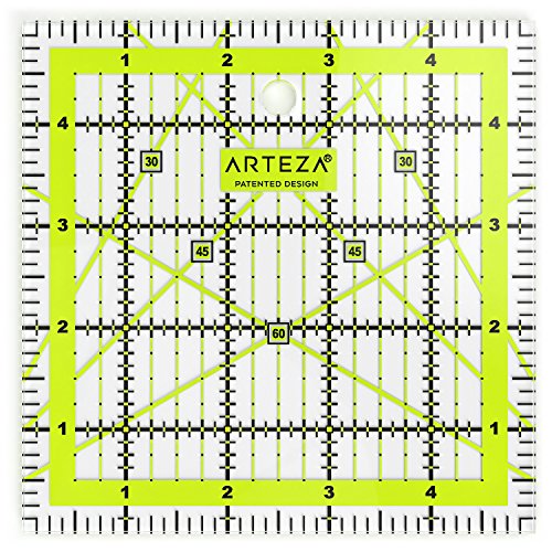 Product Cover ARTEZA Quilting Ruler, Laser Cut Acrylic Quilters' Ruler with Patented Double Colored Grid Lines for Easy Precision Cutting, 5