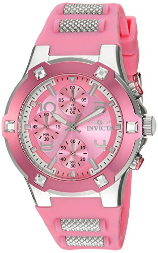 Product Cover Invicta Women's BLU Stainless Steel Quartz Watch with Silicone Strap, Pink, 22 (Model: 24197)