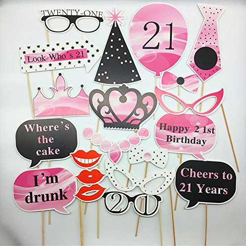 Product Cover Set of 20 PCS Photo Booth Props Kit, Spectial Gift For 21st Birthday Party Celebration, 21st Bithday Party Decorations
