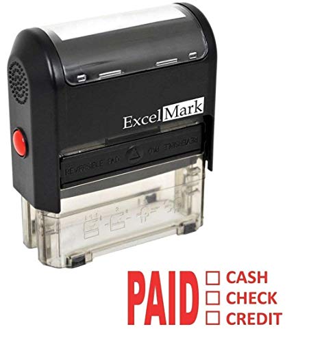 Product Cover Paid Cash Check Credit - ExcelMark Self-Inking Rubber Stamp - A1539 Red Ink (Stamp Only)