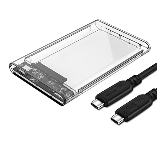 Product Cover Nekteck Transparent Plastic Case SATA to USB C Hard Disk Enclosure HDD/SSD Adapter Case with USB Type C to C Gen 2 Cable Tool Free Hard Drive Enclosure - 2.5 Inch