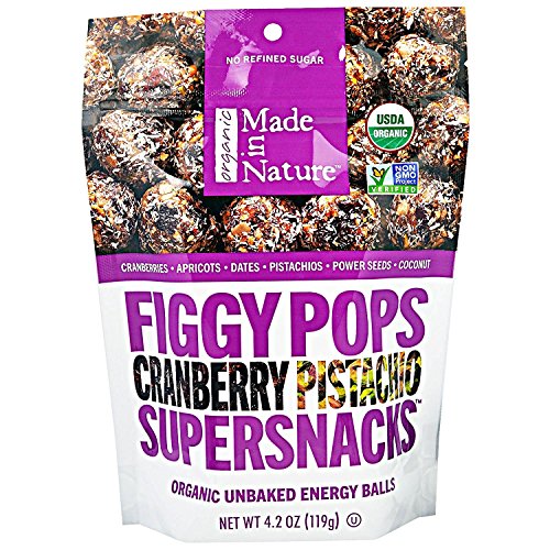Product Cover Made in Nature, Organic Figgy Pops, Supersnacks, Cranberry Pistachio, 4.2 oz, Pack of 2