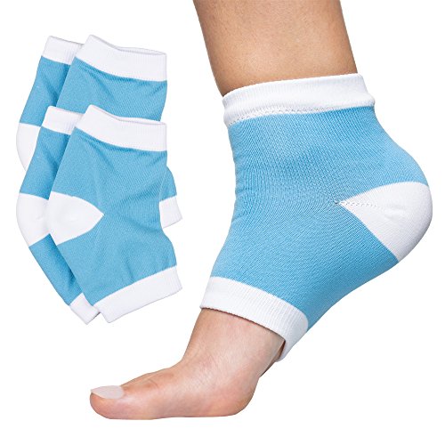 Product Cover ZenToes Moisturizing Heel Socks 2 Pairs Gel Lined Toeless Spa Socks to Heal and Treat Dry, Cracked Heels While You Sleep (Cotton, Blue)