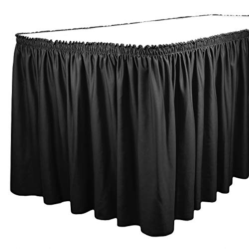 Product Cover TableLinensforLess Polyester Table Skirt, Table Height (17 Foot Shirred Pleat, Black)
