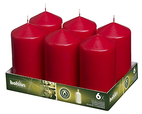 Product Cover Bolsius 3x6 Set Of 6 Red Pillar Candles Aprox 3x6 inches
