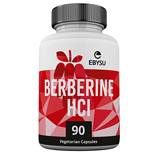 Product Cover EBYSU Berberine HCl - 90 Vegan Capsules - 500mg Supplement - Botanical Compound to Support Healthy Blood Sugar Levels, Immune System, Digestion & Weight Management - 45 Day Supply
