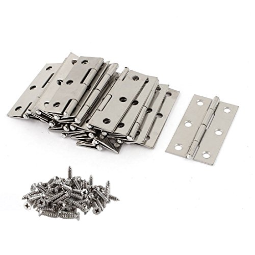 Product Cover HAIYASI 20 PCS Folding Butt Hinges Silver Tone Home Furniture Hardware Door Hinge with 120 PCS Stainless Steel Screws
