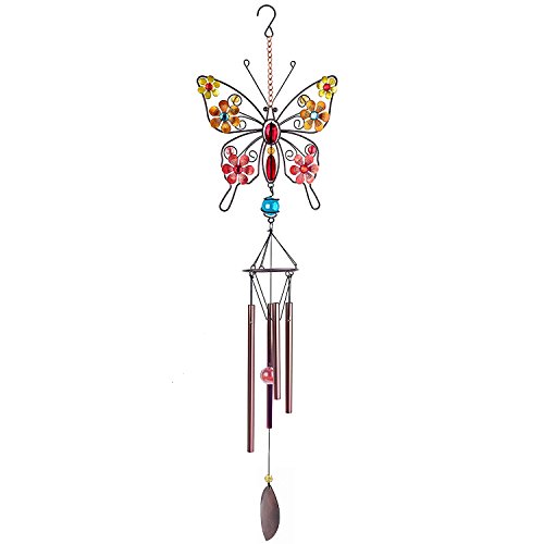 Product Cover Creative Design Wind Chimes, 32''H Butterfly Garden Chimes, Portable Metal Wind Chimes for Home Garden Decoration