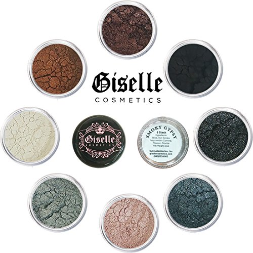 Product Cover Mineral Makeup Powder, Foundation, Concealer, Eye Shadow, Blush, and Contouring Palette by Giselle Cosmetics | Pure, Non-Diluted Shimmer Mineral Make Up in 8 Smoky Eye Hues and Shades | For Oily Skin