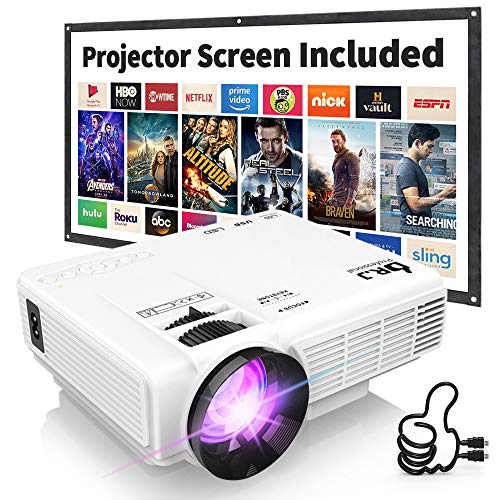 Product Cover DR. J Professional HI-04 1080P Supported Portable Movie Projector, 3600L Mini Projector with 100Inch Projector Screen, Compatible with TV Stick, Video Games, HDMI,USB,TF,VGA,AUX,AV (Latest Upgrade)