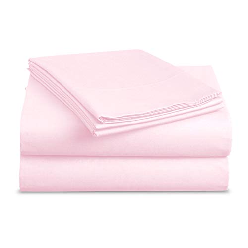Product Cover Luxe Bedding Sets - Microfiber Full Sheet Set 4 Piece Bed Sheets, Pillow Cases, Flat Sheet, Deep Pocket Fitted Sheet Set Full Size - Baby Pink