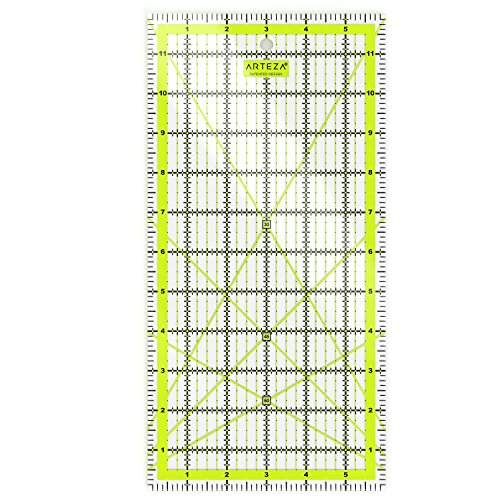Product Cover ARTEZA Quilting Ruler, Laser Cut Acrylic Quilters' Ruler with Patented Double Colored Grid Lines for Easy Precision Cutting, 6