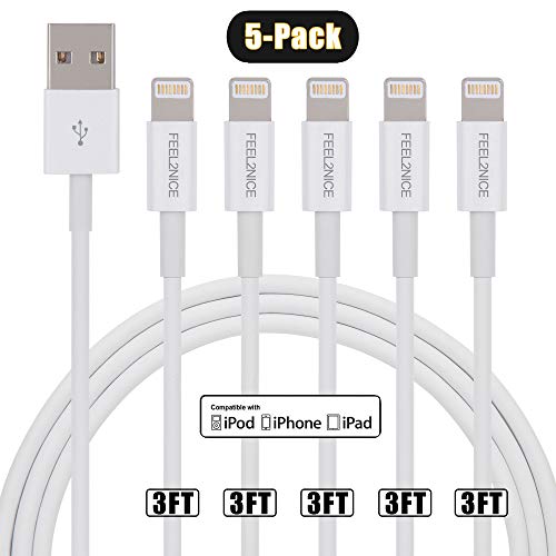 Product Cover iPhone Charger, Lightning Cable, 5Pack 3FT Phone Charger to Syncing Charging Cable Data Cord Compatible with iPhone Xs, iPhone Xs MAX, iPhone XR, iPhone X, iPhone 8 /Plus, iPhone 7/6/5 /Plus More