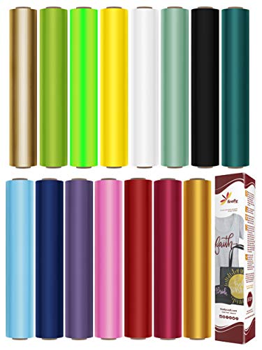 Product Cover Firefly Craft Heat Transfer Vinyl Bundle | HTV Vinyl Bundle | Iron On Vinyl for Cricut and Silhouette | 15 Rolls of Best Selling Iron On Colors Including White HTV and Black HTV - 12