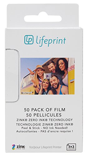 Product Cover Lifeprint 50 pack of film for Lifeprint Augmented Reality Photo AND Video Printer. 2x3 Zero Ink sticky backed film