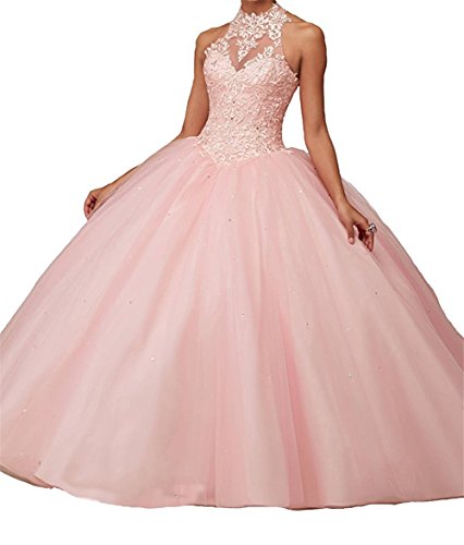Product Cover CharmingBridal High Neck Lace Prom Pageant Ball Gown Quinceanera Dresses