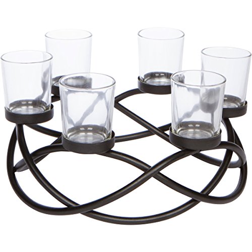 Product Cover Seraphic Iron Table Centerpiece Candle Holder, Decorative 6-Cup Circular, Black
