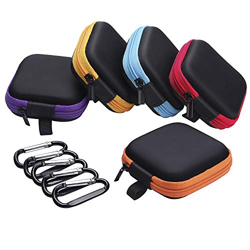 Product Cover Sunmns 5 Pieces in Ear Bud Earphone Headset Headphone Case Mini Storage Carrying Pouch Bag with Carabiners