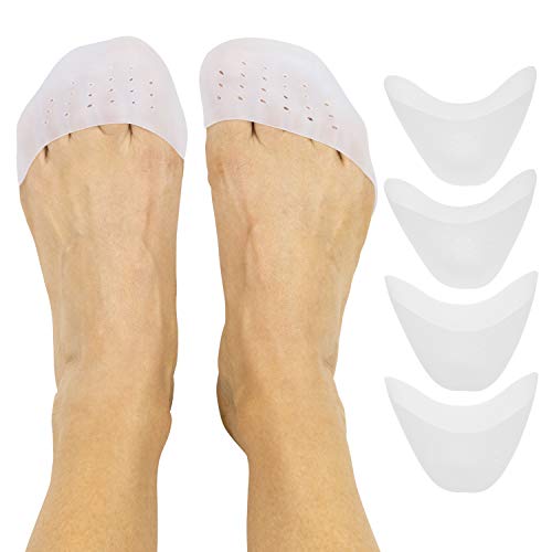 Product Cover Vivesole Toe Pouches [2 Pairs] - Silicone Gel Sock Pads - Topper Cover Protector Sleeve - Men, Women Big Toe Protection Cushion for Ball of Foot, Metatarsal, Ballet Pointe Cap, Morton's Neuroma