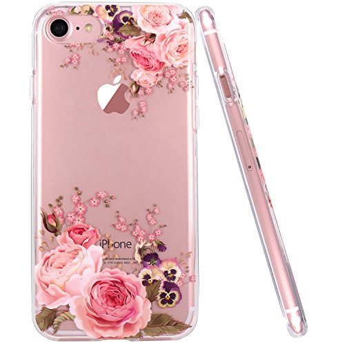 Product Cover JAHOLAN iPhone 6 Case, iPhone 6S case Girl Floral Clear TPU Soft Slim Flexible Silicone Cover Phone case for iPhone 6 iPhone 6S - Rose Flower