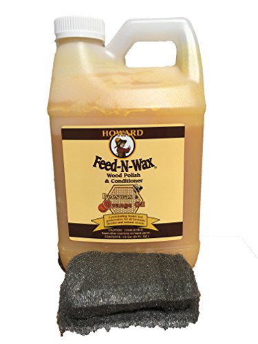 Product Cover Howard Feed-N-Wax Restorative Wood Furniture Polish and Conditioner 64 Ounce 1/2 Gallon, Beeswax Feeds Wood, Antique Furniture Restoration