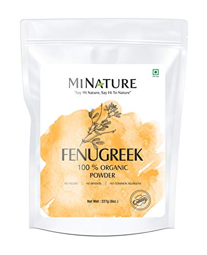 Product Cover mi nature USDA CERTIFIED Organic Fenugreek Powder (TRIGONELLA FOENUM)(100% NATURAL, ORGANICALLY GROWN) (227g / (1/2 lb) / 8 ounces) - Resealable Zip Lock Pouch