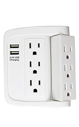 Product Cover ECOPlugs 6 Outlet Swivel Wall Adapter, Swivel Outlet with USB Ports, Swivel Wall Tap Adapter White