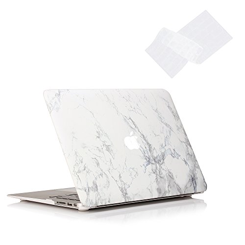 Product Cover Ruban - AIR 13-inch White Marble Rubberized Hard Back Case with Keyboard Cover for MacBook Air 13.3