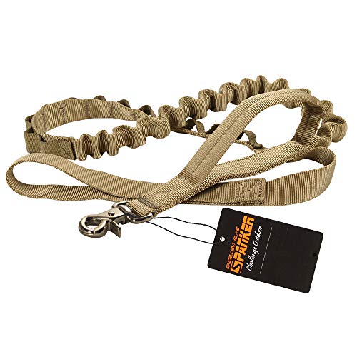 Product Cover EXCELLENT ELITE SPANKER Tactical Bungee Dog Leash Military Adjustable Dog Leash Quick Release Elastic Leads Rope with 2 Control Handle(Coyote Brown)