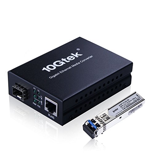 Product Cover Gigabit Fiber Media Converter Single-Mode LC (SFP LX Transceiver Included), up to 20KM, 10/100/1000Base-Tx to 1000Base-LX