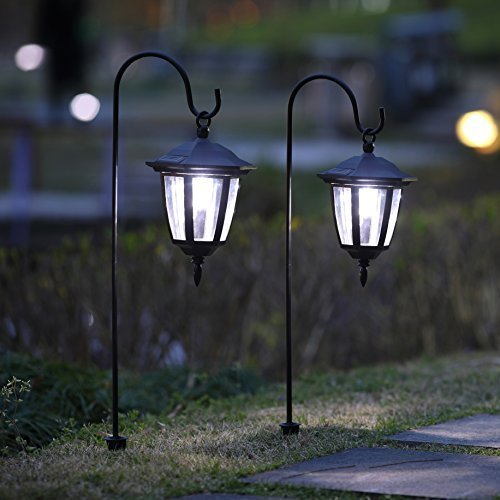 Product Cover Maggift 26 Inch Hanging Solar Lights Dual Use Shepherd Hook Lights with 2 Shepherd Hooks Christmas Outdoor Solar Coach Lights, 2 pack