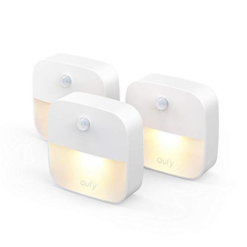 Product Cover eufy Lumi Stick-On Night Light, Warm White LED, Motion Sensor, Stick-Anywhere, Closet Light, Wall Light for Bedroom, Bathroom, Kitchen, Hallway, Stairs, Energy Efficient, Compact, 3-pack