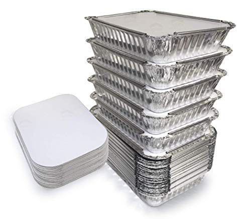 Product Cover 55 Pack - 2.25 LB Aluminum Pan/Containers with Lids/To Go Containers/Aluminum Pans with Lids/Take Out Containers/Aluminum Foil Food Containers From Spare - 2.25Lb Capacity 8.7
