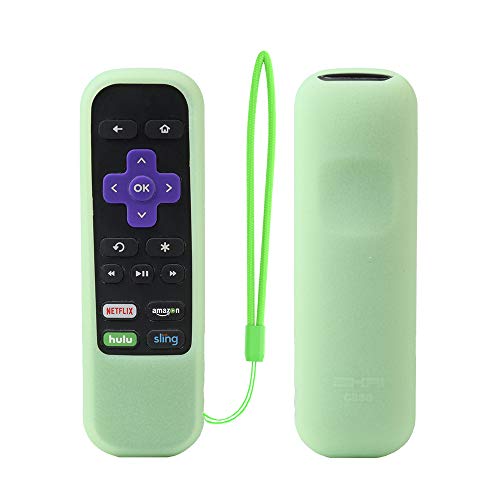 Product Cover Roku Express Remote Case SIKAI Shockproof Protective Cover for Roku Express/Roku Premiere RC68/RC69/RC108/RC112 Standard IR Remote Skin-Friendly Anti-Lost with Loop (Glow in Dark Green)