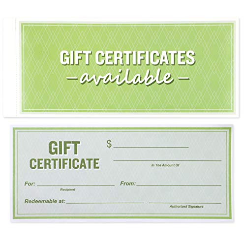 Product Cover Best Paper Greetings 50-Sheet Gift Certificate Book for Small Businesses, Corporate Events, Personal Gift Giving, 8.5 x 3.5 Inches
