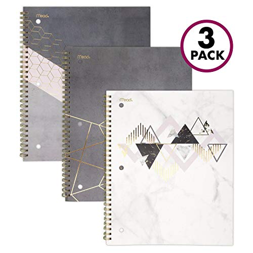 Product Cover Mead Spiral Notebooks, 1 Subject, College Ruled Paper, 80 Sheets, Modern Chic, 3 Pack (38196)