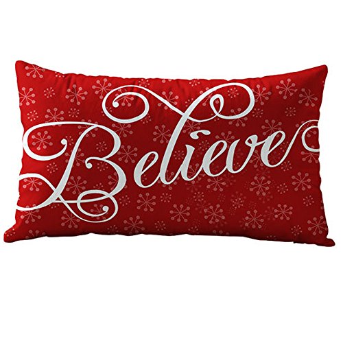 Product Cover Christmas Pillow Case,Rectangle Cotton Linter Pillow Cases (Red Letter)