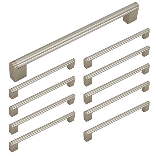 Product Cover homdiy Cabinet Handles Brushed Nickel - HDJ14SN Cabinet Hardware 10 Pack Drawer Pulls 10in Hole Centers Modern Cabinet Pulls Cabinet Door Handles for Kitchen Cabinets