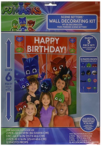 Product Cover amscan PJ Masks Wall Poster Decorating Kit w/ Photo Props (17pc)